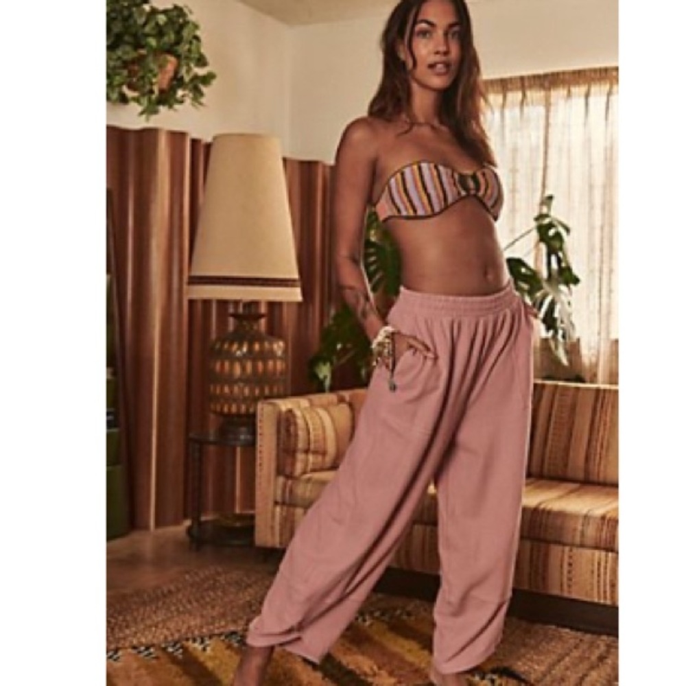 Free People Pink Wide Leg Pants